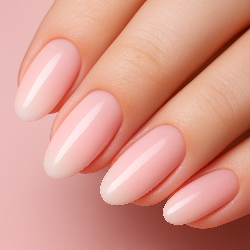 Blush Aura Ombré Korean nail design
