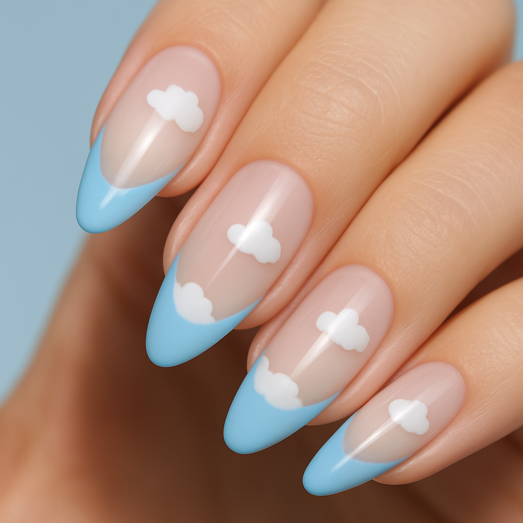 Cloud Sky Tips Korean nail design
